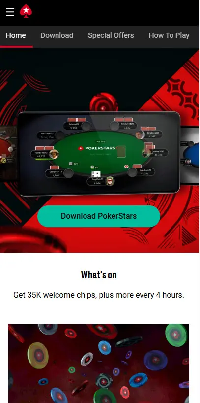 de app en interface POKERSTARS CASINO