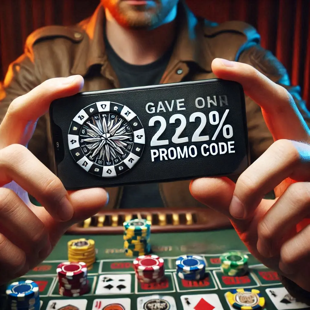 promotiecode in de handen van een man in een POKERSTARS CASINO